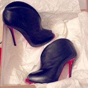 Christian Louboutin Black Peep-toe Booties